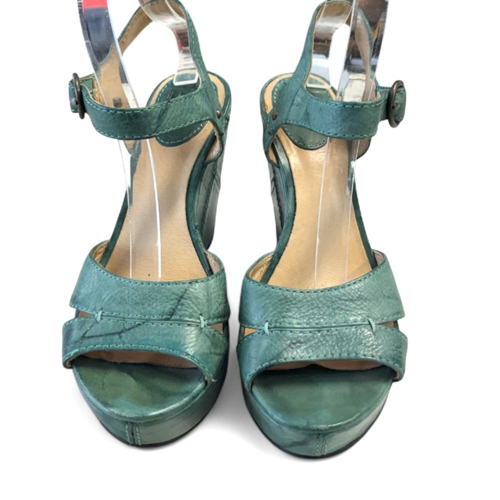 Frye Corrina Campus Teal Marble Wedge Sandals Size 7.5M - Picture 5 of 8